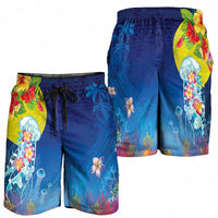 Palau Shorts for Men Jellyfish with Coral Reefs Ocean Vibe and Tapa Pattern LT03 - Polynesian Pride