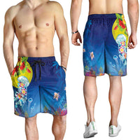 Palau Shorts for Men Jellyfish with Coral Reefs Ocean Vibe and Tapa Pattern LT03 - Polynesian Pride