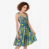 Palau Ungil Kurismas Midi Dress Pacific Patchwork Xmas Vibes - Polynesian Pride