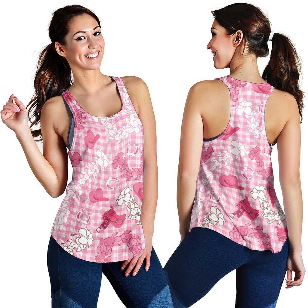 Paniolo Palaka Hawaiian Cowgirl Women Racerback Tank - Polynesian Pride