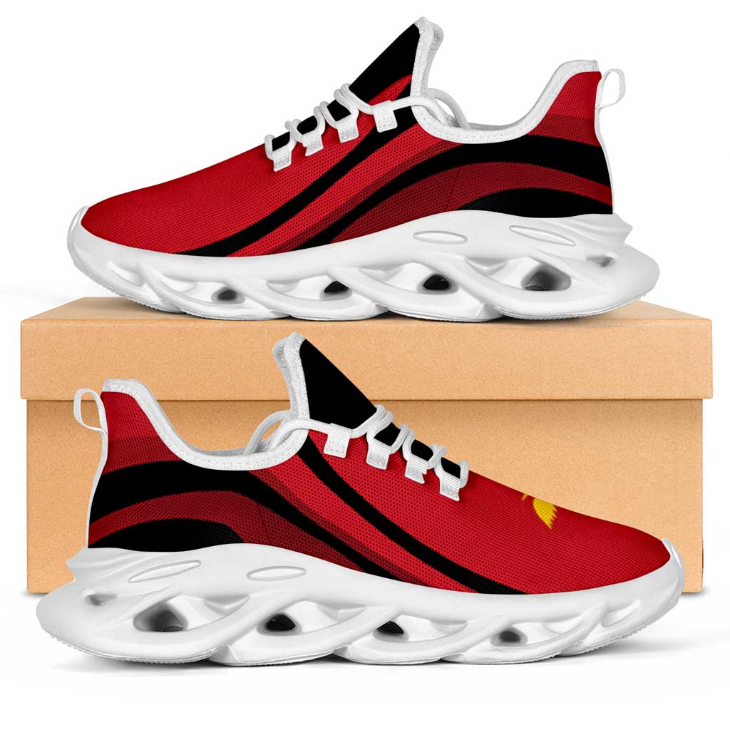 Papua New Guinea Clunky Sneakers Flag-Inspired Curve Style LT05 Black - Polynesian Pride