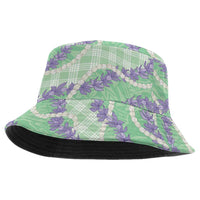 Pastel Green Hawaii Palaka Honohono Pikake Bucket Hat Hawaiian Orchid Lei Polynesian Pattern LT14 One Size Pastel Green - Polynesian Pride