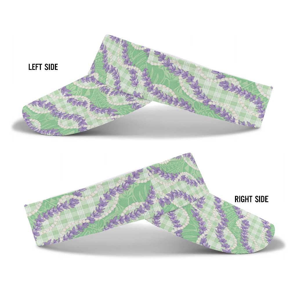Pastel Green Hawaii Palaka Honohono Pikake Sun Visor Cap Hawaiian Orchid Lei Polynesian Pattern