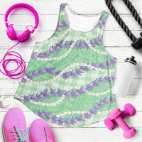 Pastel Green Hawaii Palaka Honohono Pikake Women Racerback Tank Hawaiian Orchid Lei Polynesian Pattern LT14 Pastel Green - Polynesian Pride