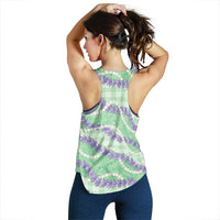 Pastel Green Hawaii Palaka Honohono Pikake Women Racerback Tank Hawaiian Orchid Lei Polynesian Pattern LT14 - Polynesian Pride