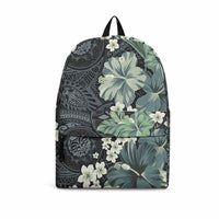 Pauliuli Hawai'i Hibiscus Backpack Polynesian Tribal Tattoo Pattern Floral Elements LT9 Charcoal Blue - Polynesian Pride