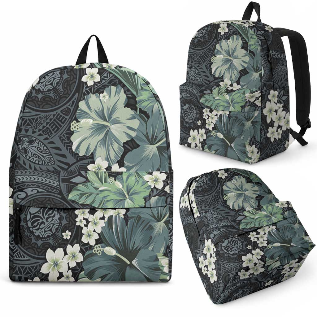 Pauliuli Hawai'i Hibiscus Backpack Polynesian Tribal Tattoo Pattern Floral Elements LT9 - Polynesian Pride