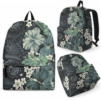 Pauliuli Hawai'i Hibiscus Backpack Polynesian Tribal Tattoo Pattern Floral Elements LT9 - Polynesian Pride
