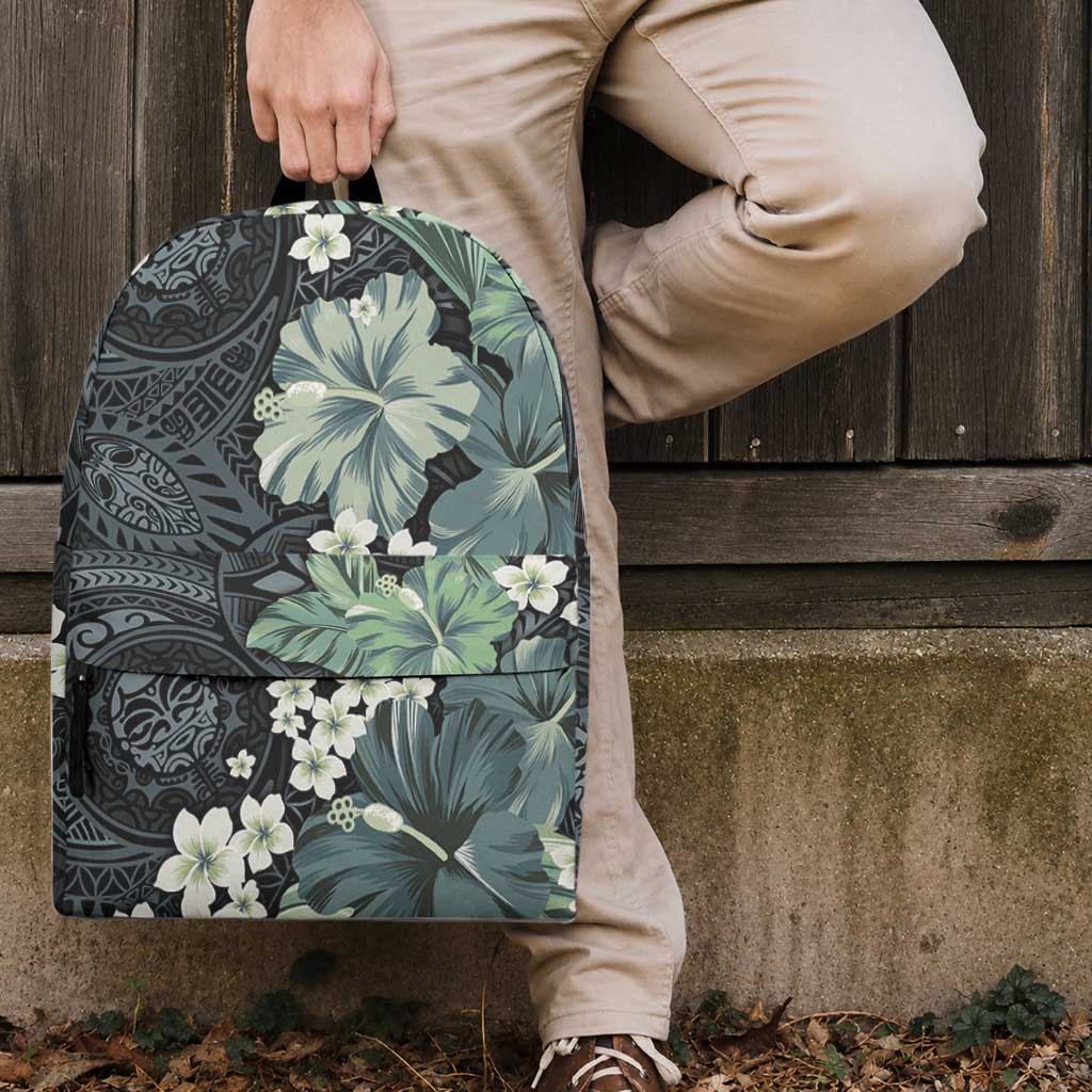 Pauliuli Hawai'i Hibiscus Backpack Polynesian Tribal Tattoo Pattern Floral Elements LT9 - Polynesian Pride