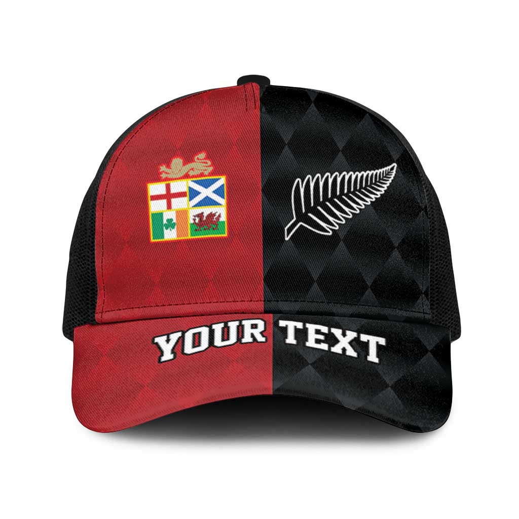 Personalised British Lions New Zealand Baseball Net Cap Sporty Style LT9 One Size Black Black - Polynesian Pride
