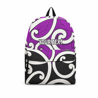 Personalised Poroporo Maori Koru New Zealand Backpack LT14 Purple - Polynesian Pride