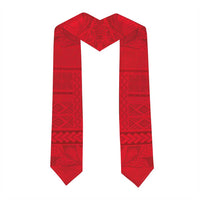 Personalised Samoa Graduation Stole Red Siapo Pattern With Ula Fala