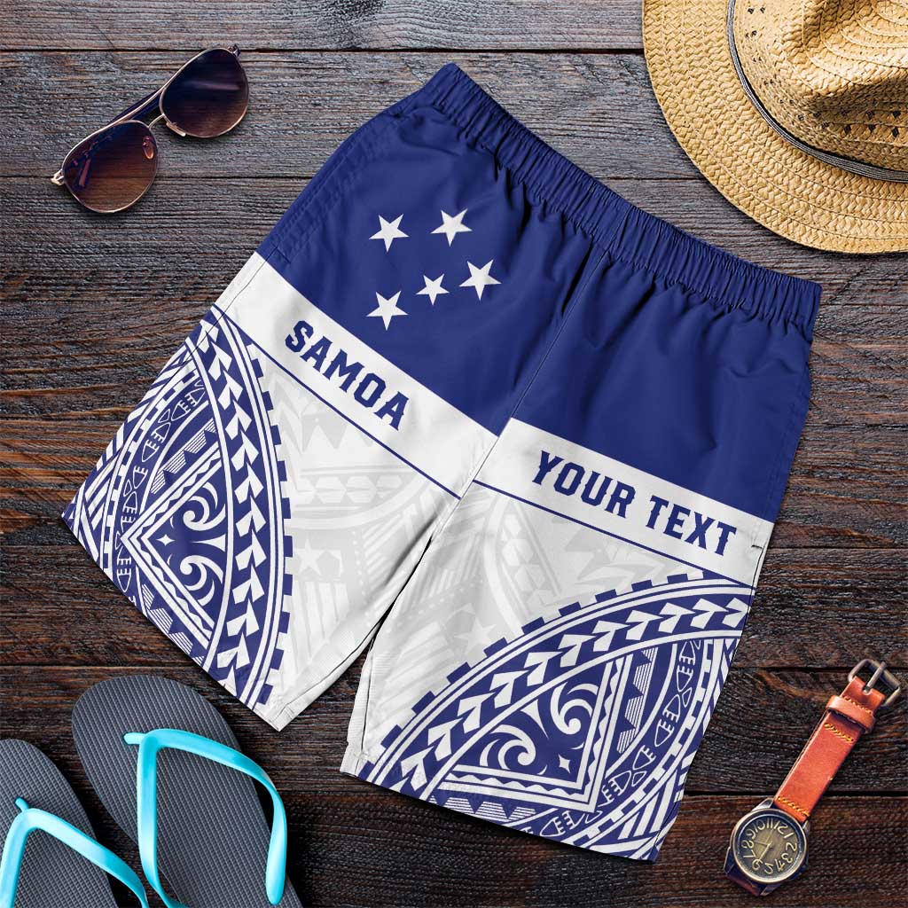 Personalised Toa Samoa Rugby Spirit Shorts for Men White Samoan Tribal Pattern LT9 White - Polynesian Pride