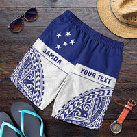 Personalised Toa Samoa Rugby Spirit Shorts for Men White Samoan Tribal Pattern LT9 White - Polynesian Pride