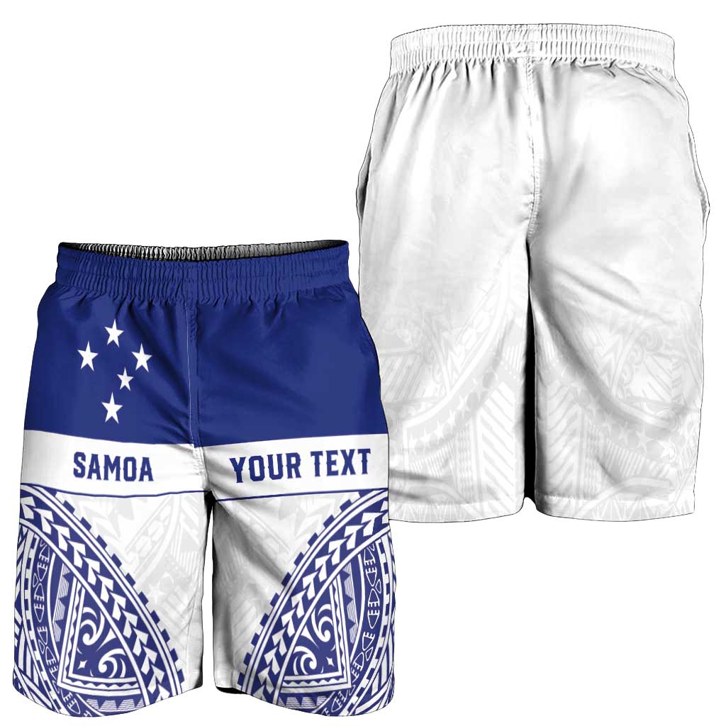 Personalised Toa Samoa Rugby Spirit Shorts for Men White Samoan Tribal Pattern LT9 - Polynesian Pride