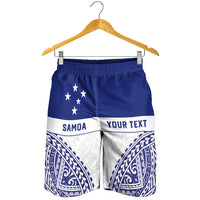 Personalised Toa Samoa Rugby Spirit Shorts for Men White Samoan Tribal Pattern LT9 - Polynesian Pride