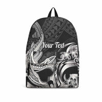 Personalized Hawaii Shark Tattoo Backpack Hawaiian Pattern Plumeria Black LT14 Black - Polynesian Pride