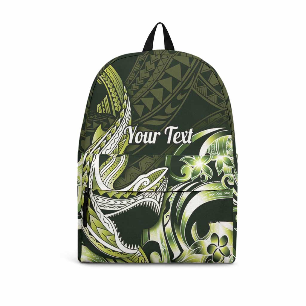 Personalized Hawaii Shark Tattoo Backpack Hawaiian Pattern Plumeria Lime Green LT14 Lime Green - Polynesian Pride