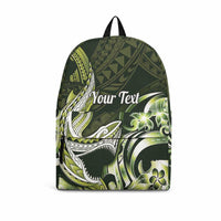 Personalized Hawaii Shark Tattoo Backpack Hawaiian Pattern Plumeria Lime Green LT14 Lime Green - Polynesian Pride