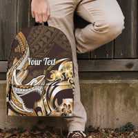 Personalized Hawaii Shark Tattoo Backpack Hawaiian Pattern Plumeria Orange LT14 - Polynesian Pride