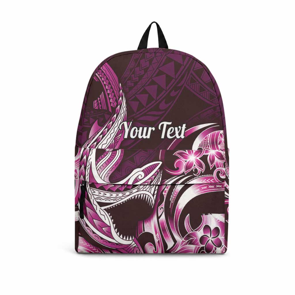 Personalized Hawaii Shark Tattoo Backpack Hawaiian Pattern Plumeria Pink LT14 Pink - Polynesian Pride