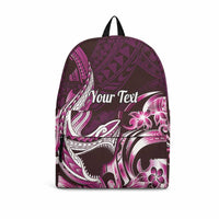 Personalized Hawaii Shark Tattoo Backpack Hawaiian Pattern Plumeria Pink LT14 Pink - Polynesian Pride