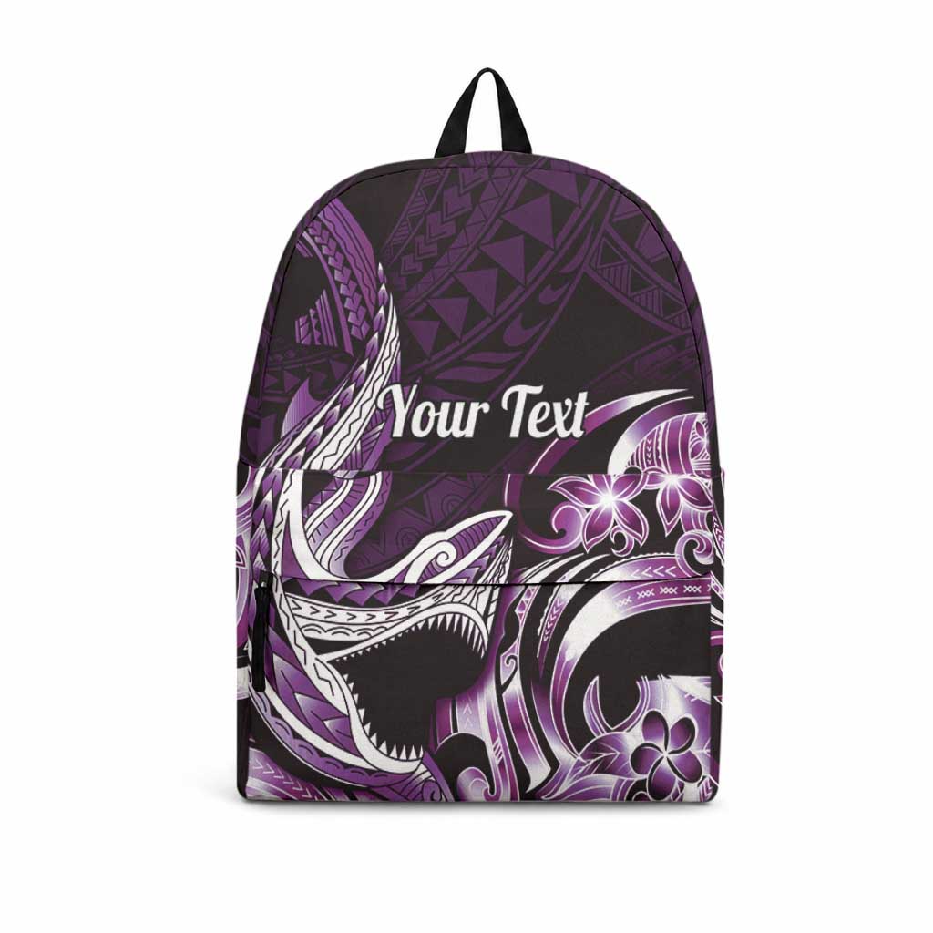 Personalized Hawaii Shark Tattoo Backpack Hawaiian Pattern Plumeria Purple LT14 Purple - Polynesian Pride