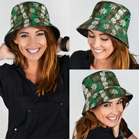 Pikake Maile Tiare Lei Bucket Hat Omaomao Lauhala Pattern