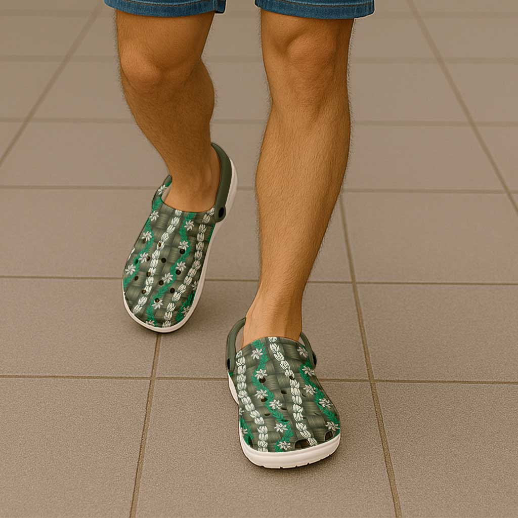 Pikake Maile Tiare Lei Clogs Shoes Omaomao Lauhala Pattern