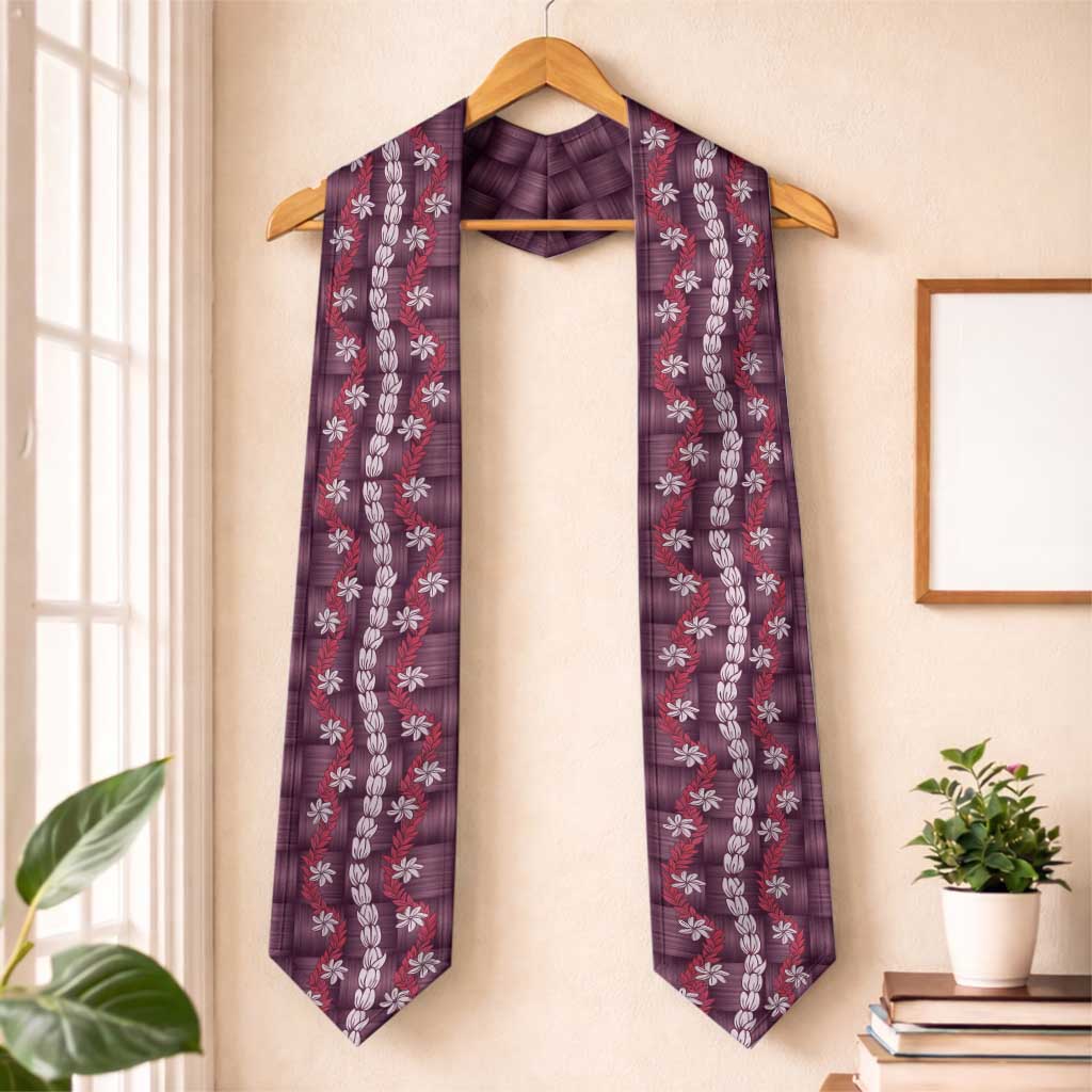 Pikake Maile Tiare Lei Graduation Stole Akala Lauhala Pattern LT01 One Size Pink - Polynesian Pride