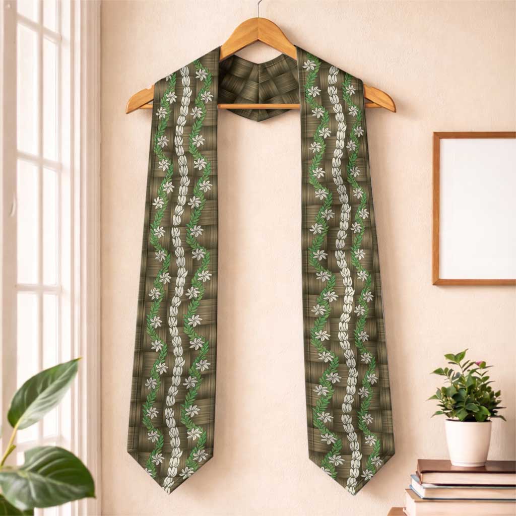 Pikake Maile Tiare Lei Graduation Stole Natural Lauhala Pattern LT01 One Size Brown - Polynesian Pride