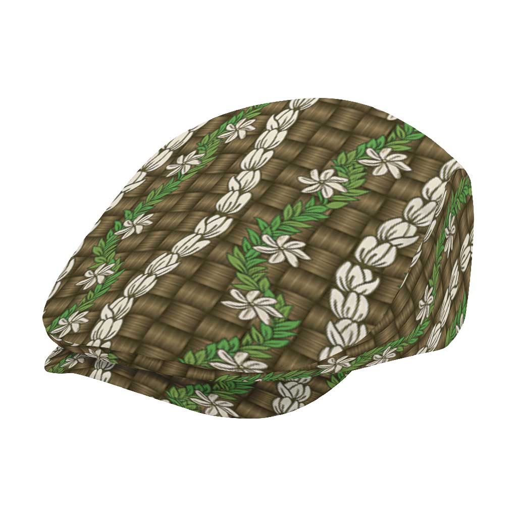 Pikake Maile Tiare Lei Jeff Hat Natural Lauhala Pattern