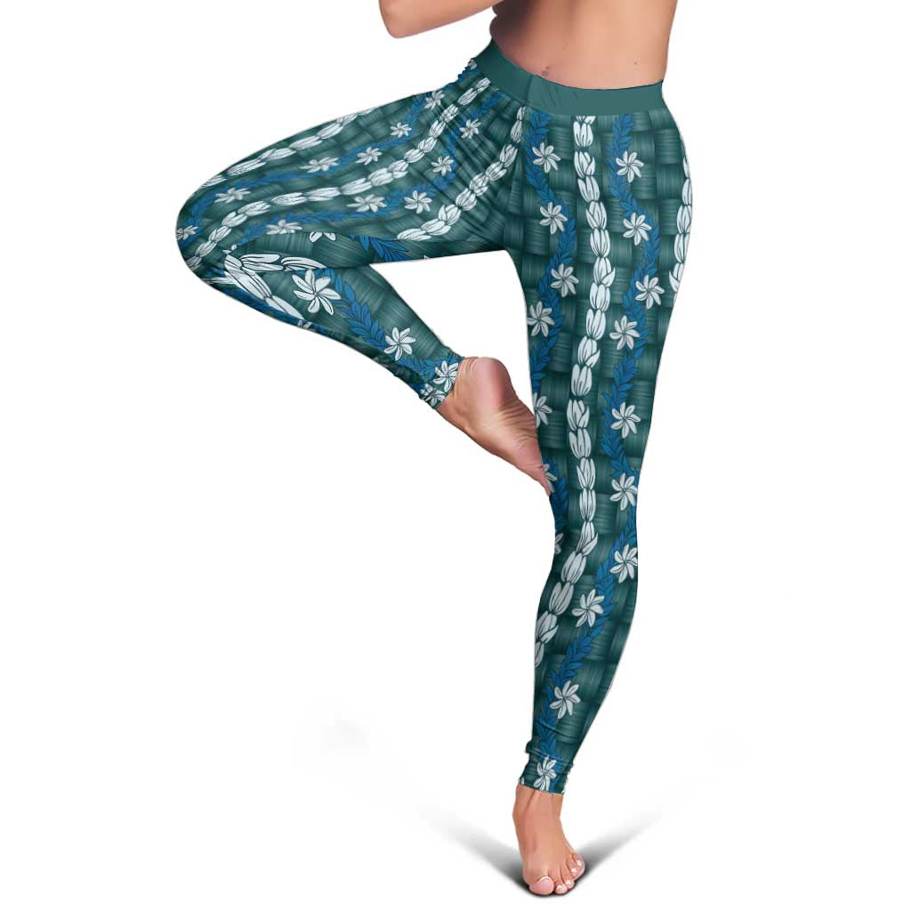 Pikake Maile Tiare Lei Leggings Polu Lauhala Pattern