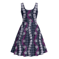 Pikake Maile Tiare Lei Midi Dress Poni Lauhala Pattern