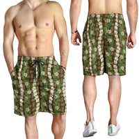 Pikake Maile Tiare Lei Shorts for Men Natural Lauhala Pattern