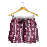 Pikake Maile Tiare Lei Shorts for Women Akala Lauhala Pattern