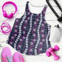 Pikake Maile Tiare Lei Women Racerback Tank Poni Lauhala Pattern