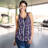 Pikake Maile Tiare Lei Women Racerback Tank Poni Lauhala Pattern