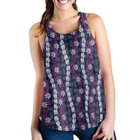 Pikake Maile Tiare Lei Women Racerback Tank Poni Lauhala Pattern