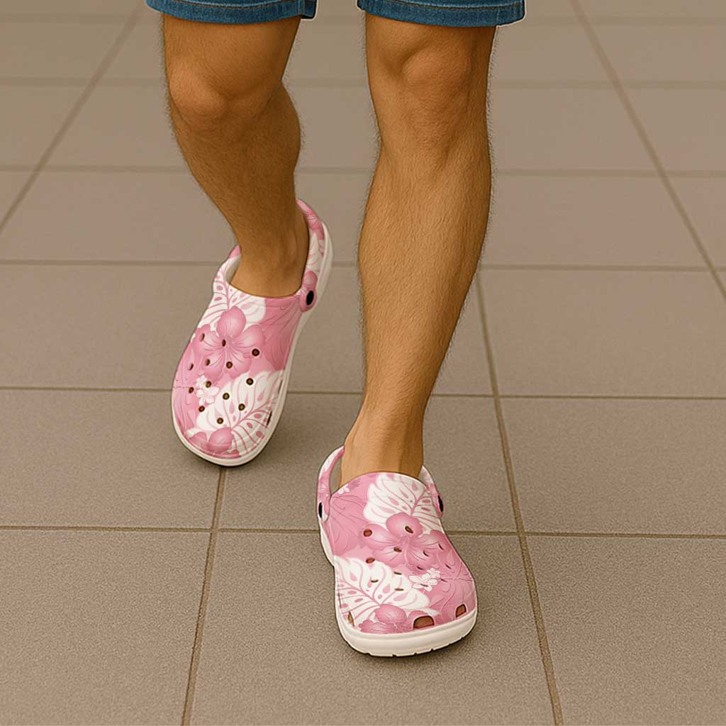 Pink Aloha Hawaii Clogs Shoes Monstera Hibiscus Plumeria Seamless Vibes - Polynesian Pride