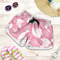 Pink Aloha Hawaii Shorts for Women Monstera Hibiscus Plumeria Seamless Vibes LT14 Pink - Polynesian Pride