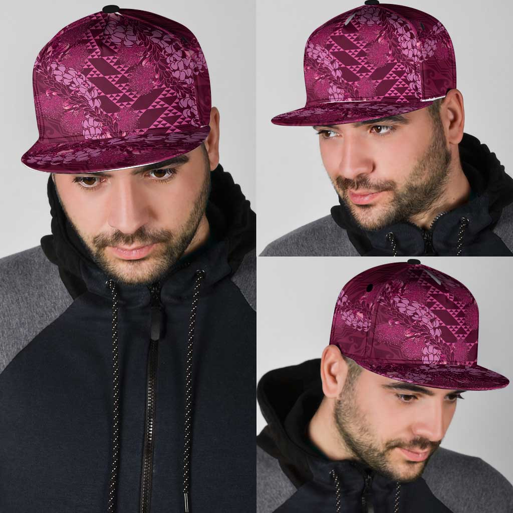Pink Aloha Hawaii Snapback Cap Hawaiian Kakau Ohia Lehua Lei - Polynesian Pride