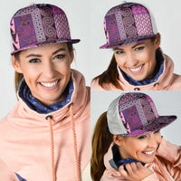 Pink Aotearoa Kowhaiwhai Pattern Mesh Trucker Cap NZ Maori Quilt Style - Polynesian Pride