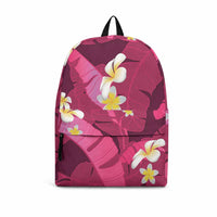 Pink Banana Leaf Hawaii Backpack Lau Maia Plumeria Tropical Summer Vibes LT14 Pink - Polynesian Pride