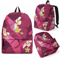 Pink Banana Leaf Hawaii Backpack Lau Maia Plumeria Tropical Summer Vibes LT14 - Polynesian Pride