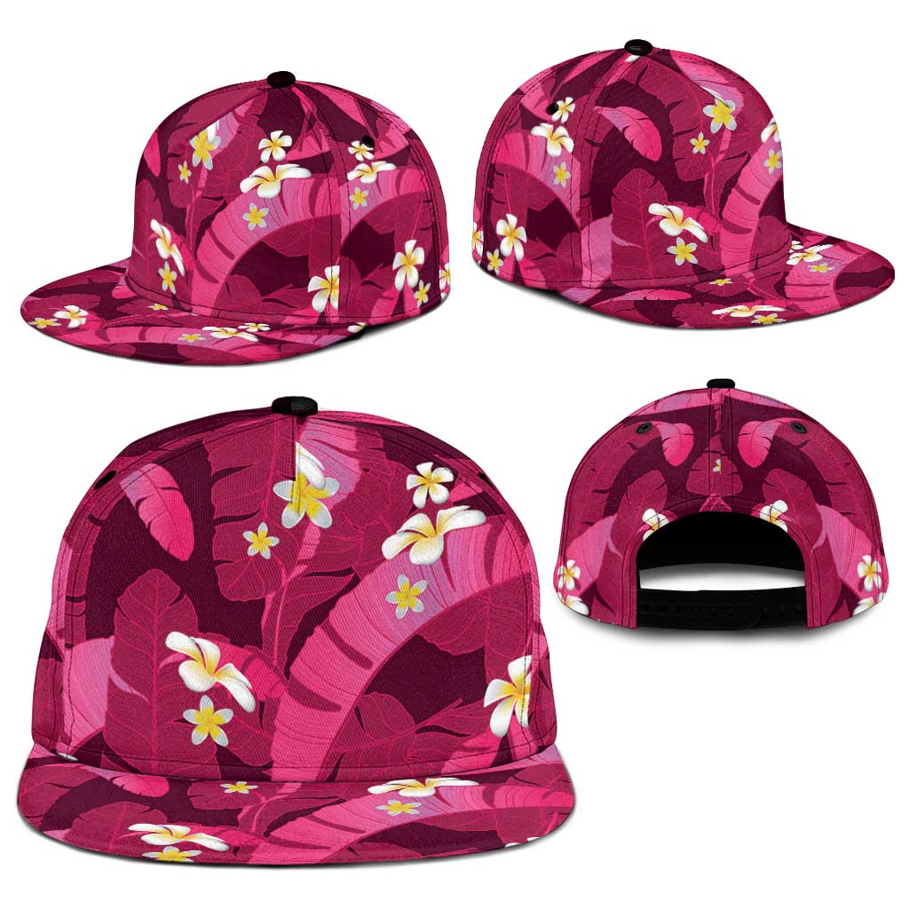 Pink Banana Leaf Hawaii Snapback Cap Lau Maia Plumeria Tropical Summer Vibes LT14 - Polynesian Pride
