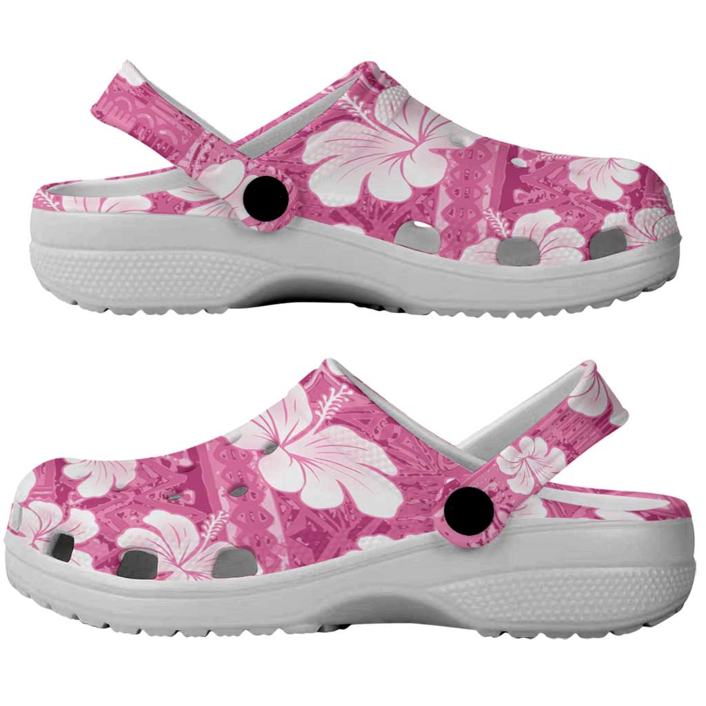Pink Bula Fiji Masi Hibiscus Seamless Clogs Shoes