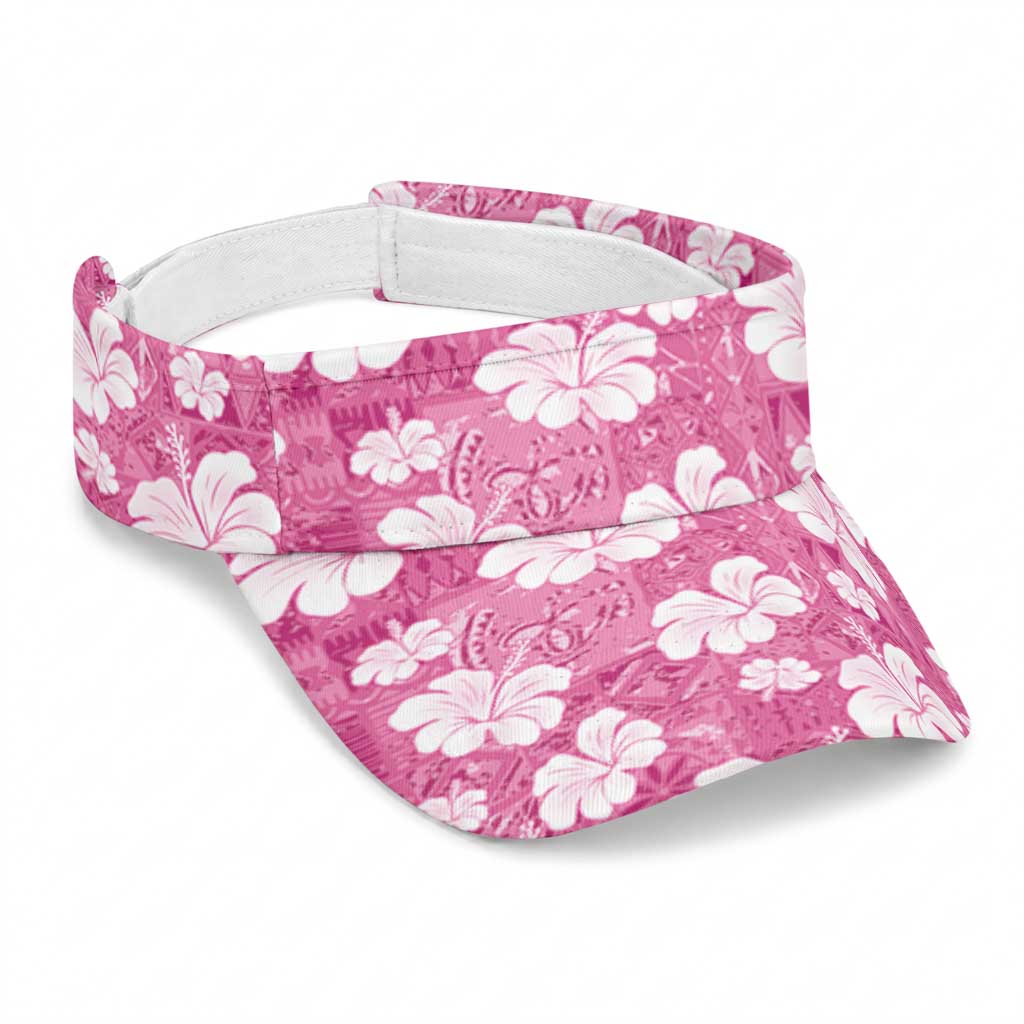 Pink Bula Fiji Masi Hibiscus Seamless Sun Visor Cap