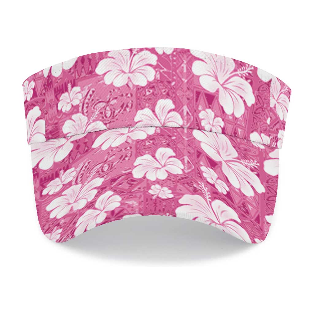 Pink Bula Fiji Masi Hibiscus Seamless Sun Visor Cap