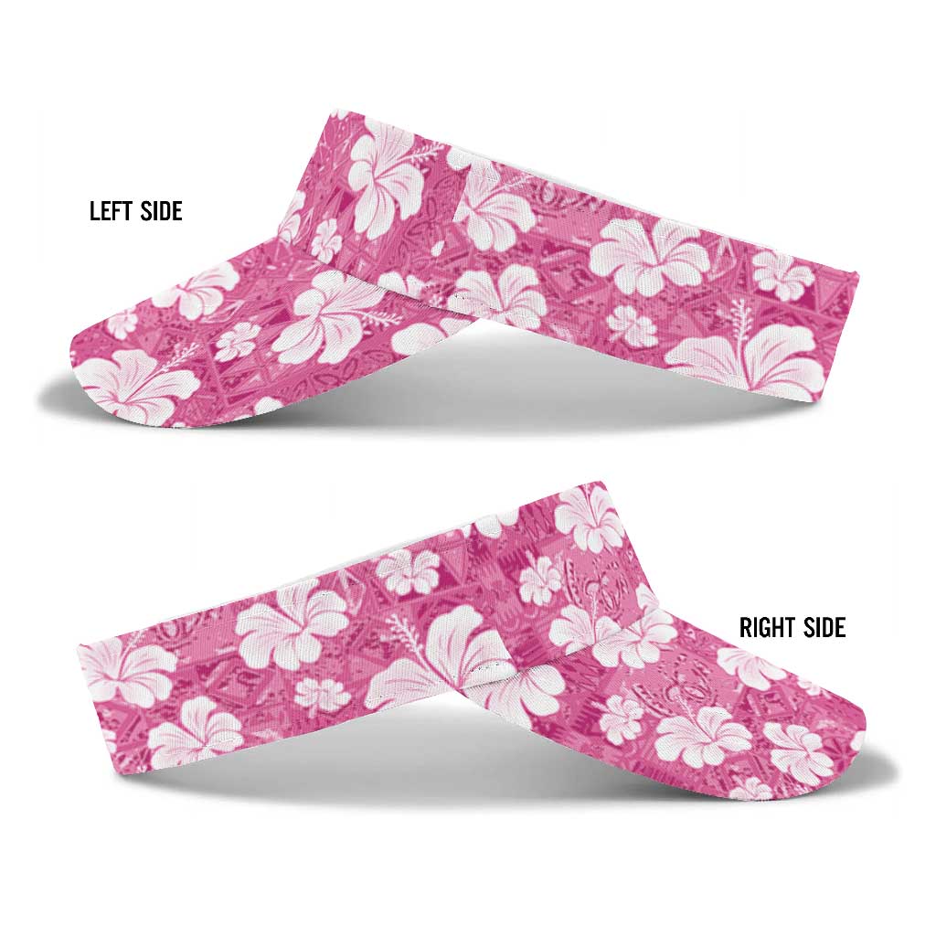 Pink Bula Fiji Masi Hibiscus Seamless Sun Visor Cap